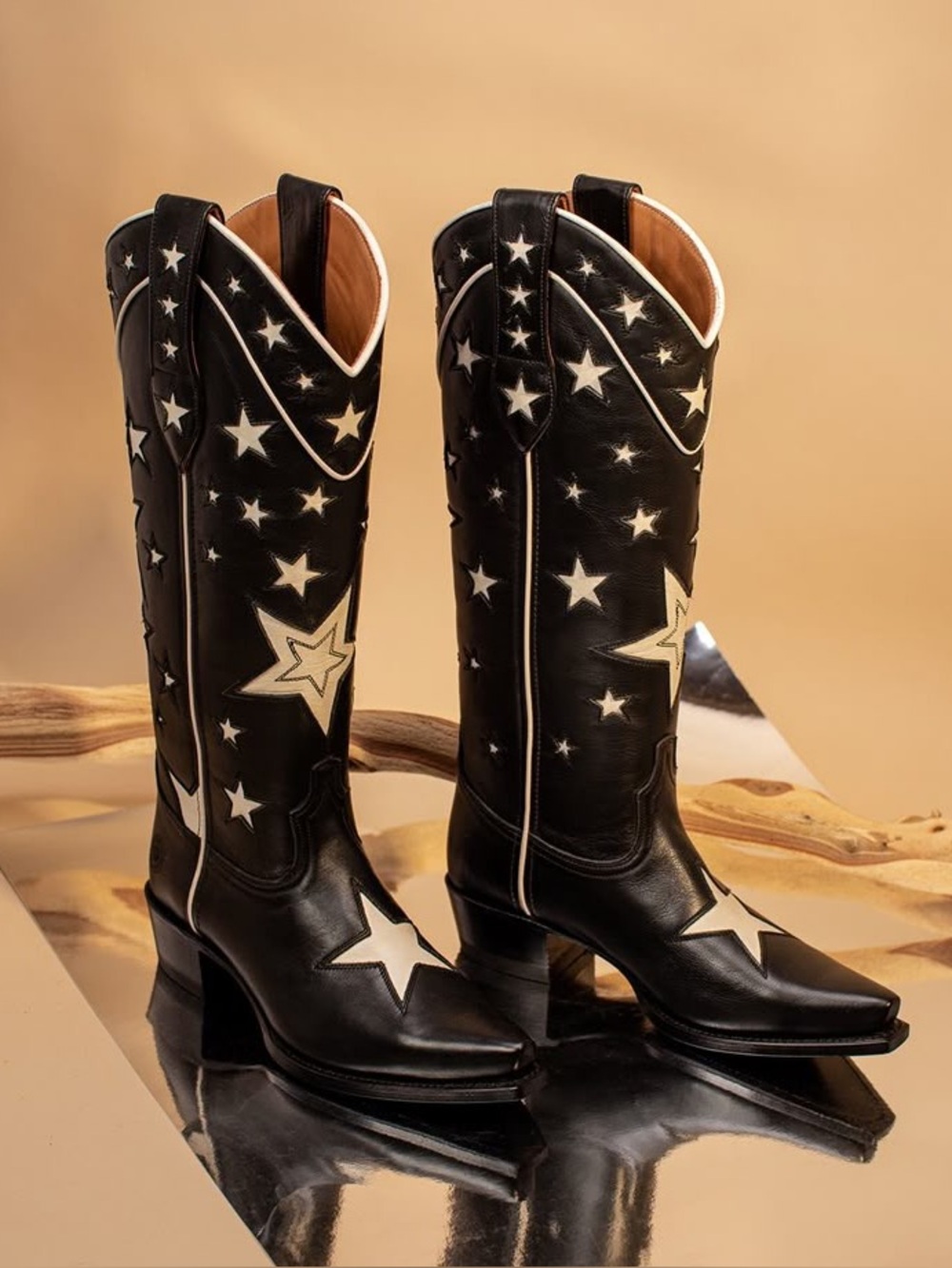 Ranch Road Presidio Liberty Boots - Black & White Stars Womens Cowboy